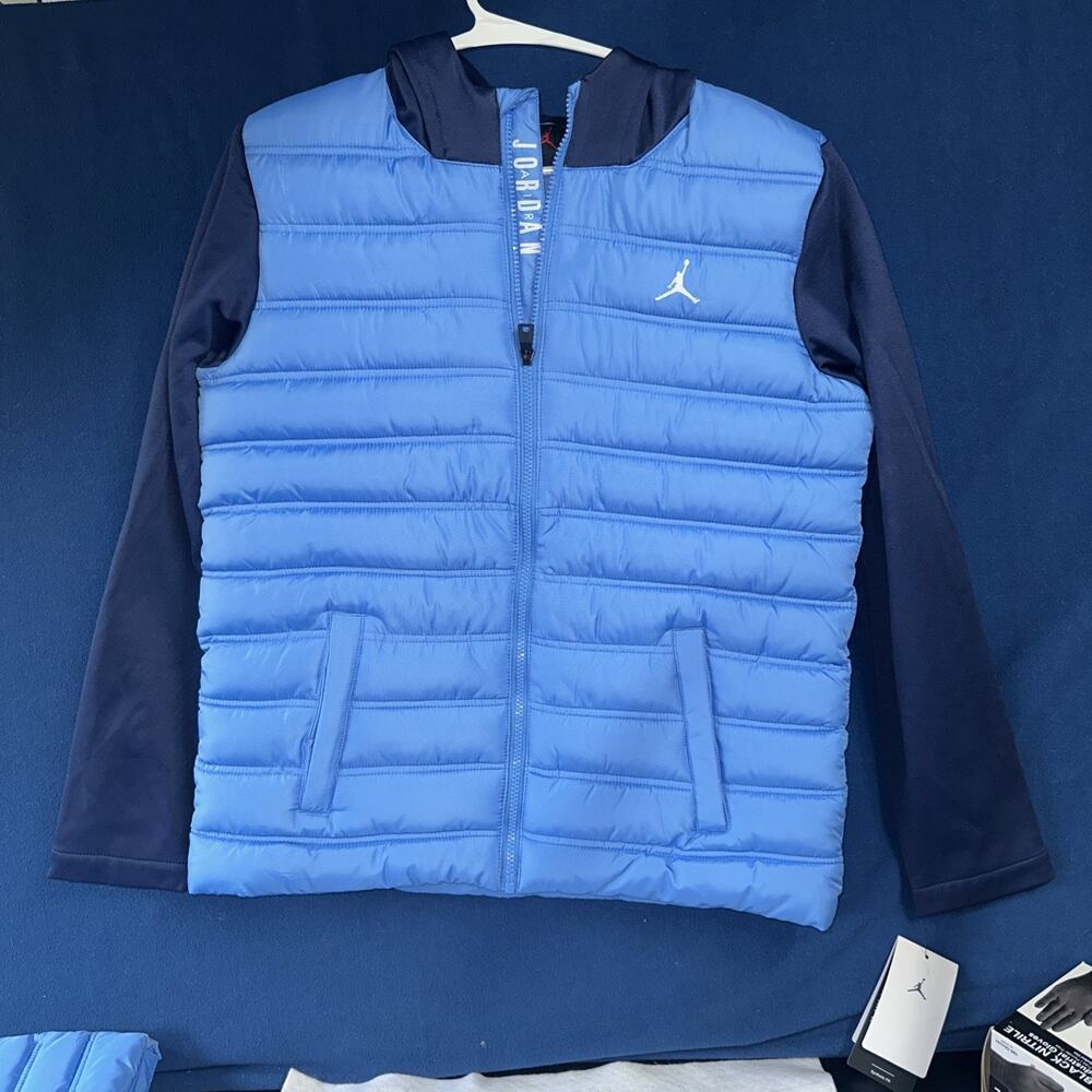 Boy’s Jordan Jumpman Synthetic Fill Puffer Coat Legend Blue Size Large 13-15 Yrs